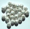 25 6mm Round Bright Silver Plated Stardust Beads